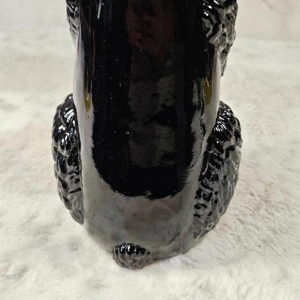 Vtg 1971 Black Glass Sitting Poodle Dog‎ Wine Decanter Bottle Detroit MI Italy